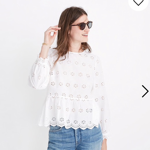 Madewell Eyelet Keyhole Peplum Top - Picture 3 of 8